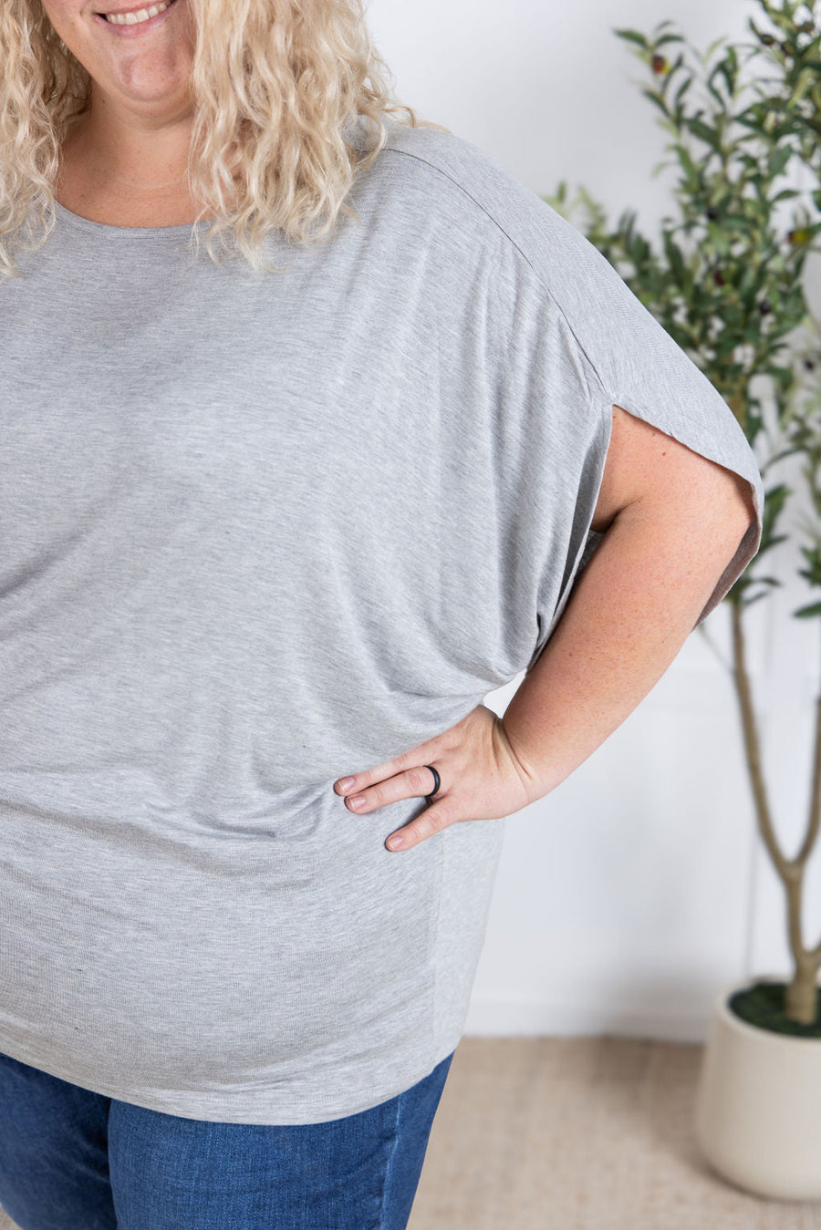 WAREHOUSE Darcy Dolman Top - Light Grey