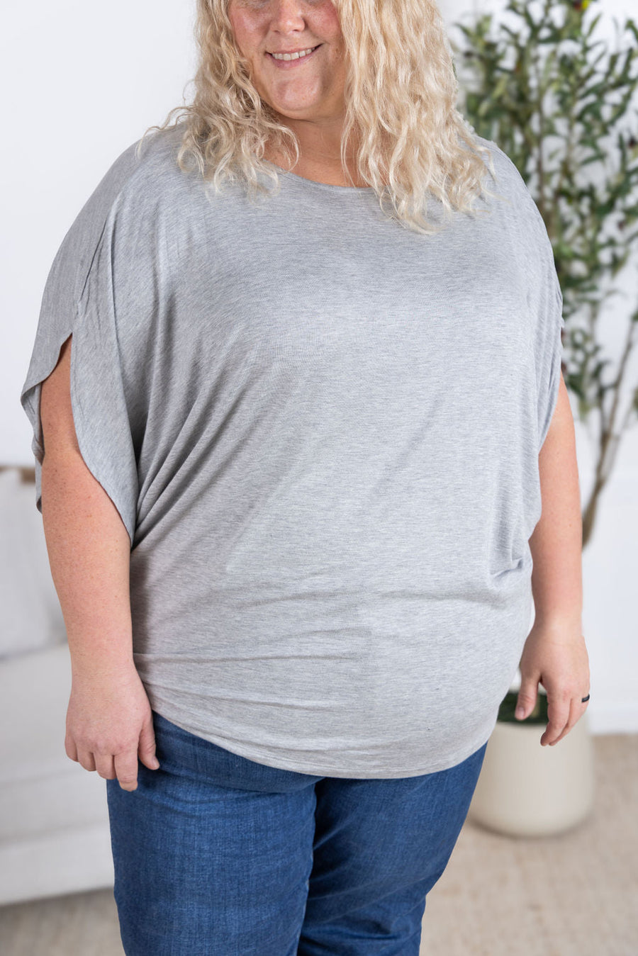 WAREHOUSE Darcy Dolman Top - Light Grey