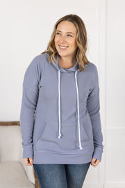 WAREHOUSE Kacey Ribbed Hoodie - Dusty Blue
