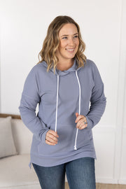 WAREHOUSE Kacey Ribbed Hoodie - Dusty Blue