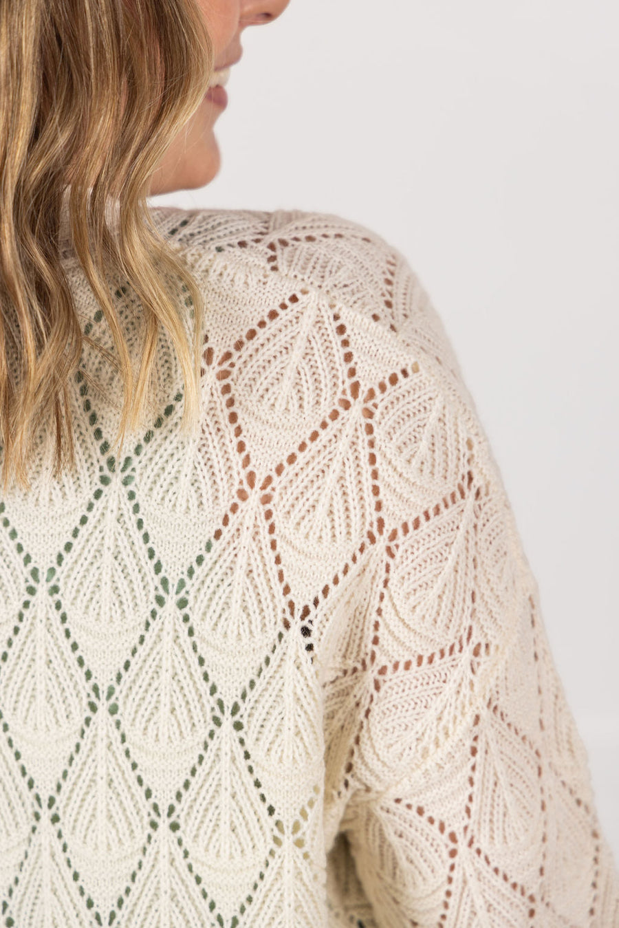 WAREHOUSE Open Knit Cardigan - Ivory