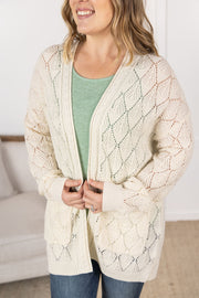 WAREHOUSE Open Knit Cardigan - Ivory