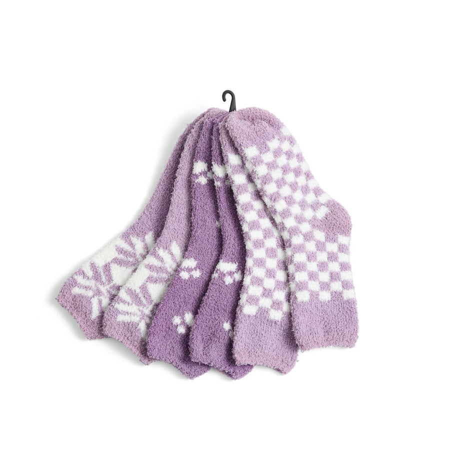 Lavender Fuzzy Socks - 3 Pair Set