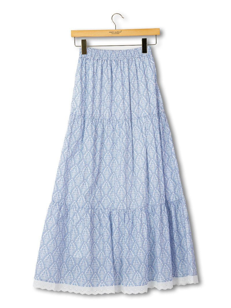 Scalloped Edge Tiered Maxi Skirt