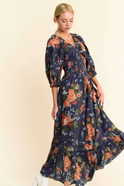 Midsummer Nights Maxi Dress- Navy Floral