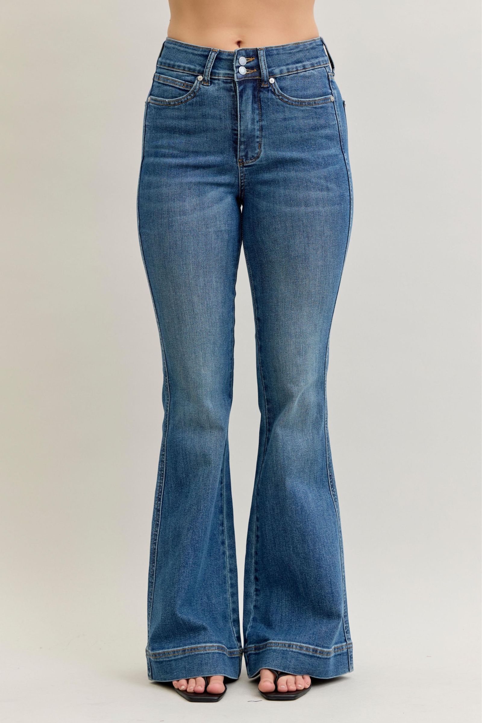 Double Button Flare Tummy Control