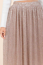 Metallic Glitter Midi Skirt- Blush