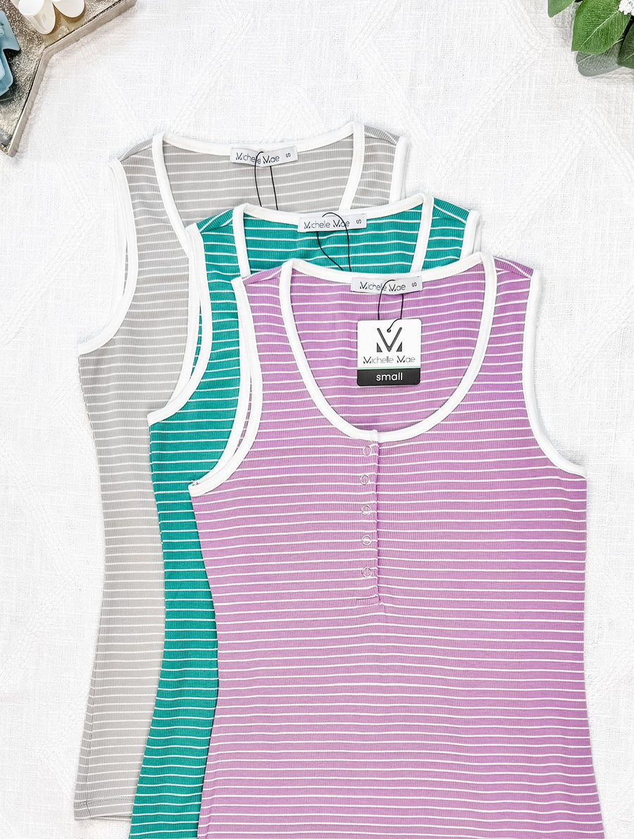 WAREHOUSE Shiloh Button Snap Tank - Purple