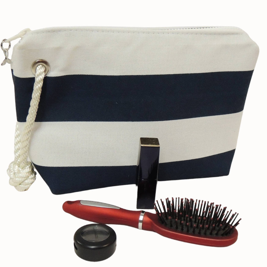 Cosmetic Bag, Navy Stripe