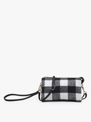 Riley Plaid Crossbody/Wristlet: Grey