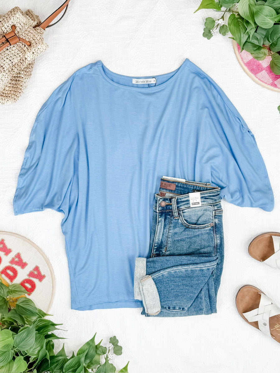 WAREHOUSE Darcy Dolman Top - Sky Blue