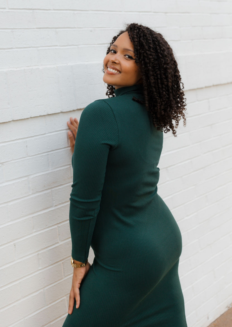 Ribbed Long Sleeve Turtleneck Dress