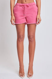 Frayed Hem Pull-on Shorts: Evergreen