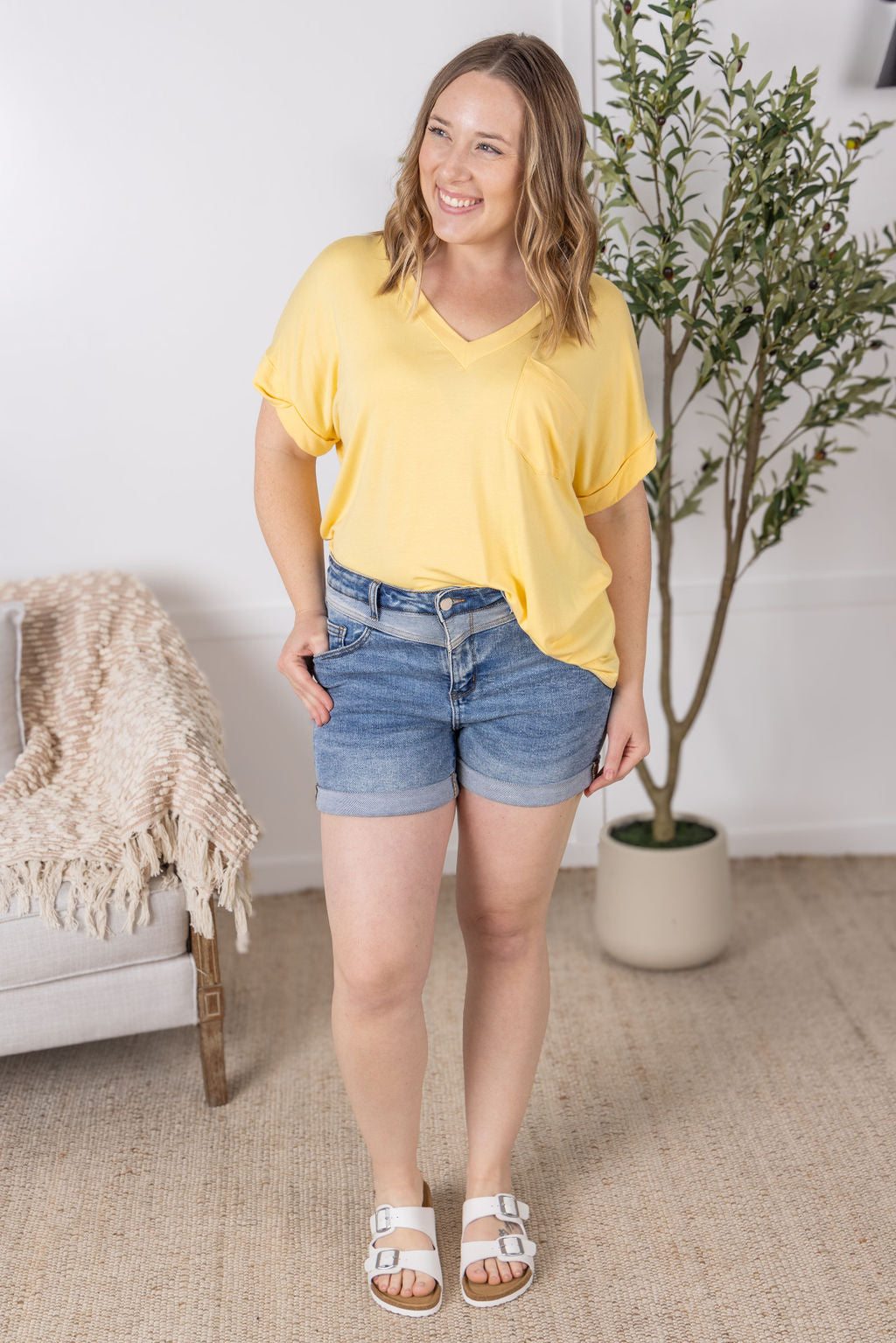 WAREHOUSE Sierra Pocket Top - Banana