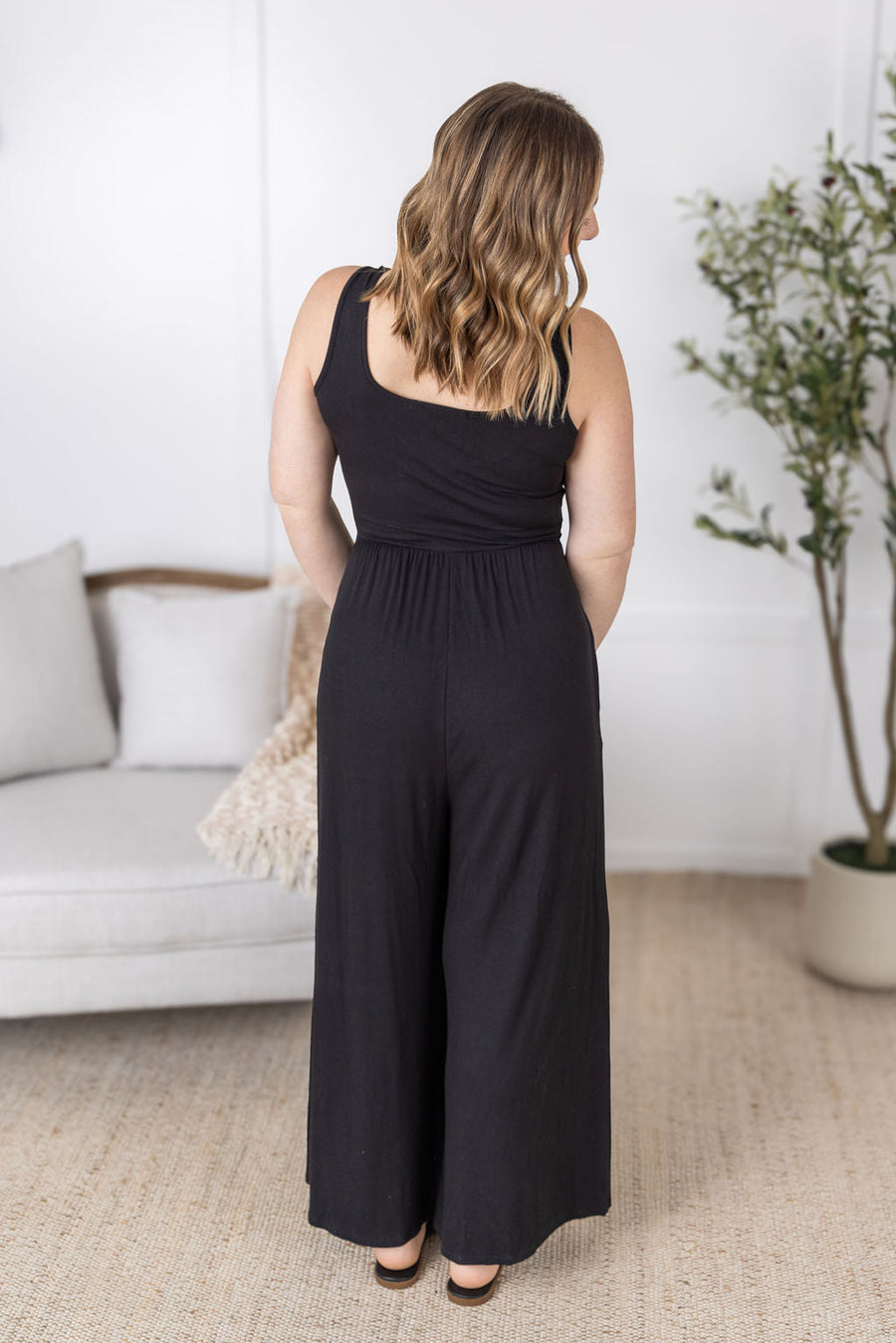 WAREHOUSE Paige Jumpsuit  - Black