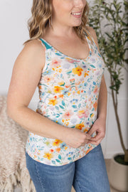 WAREHOUSE Poppy Tank - Watercolor Floral and Teal