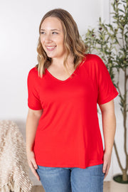 WAREHOUSE Bamboo V Neck Tee - Red