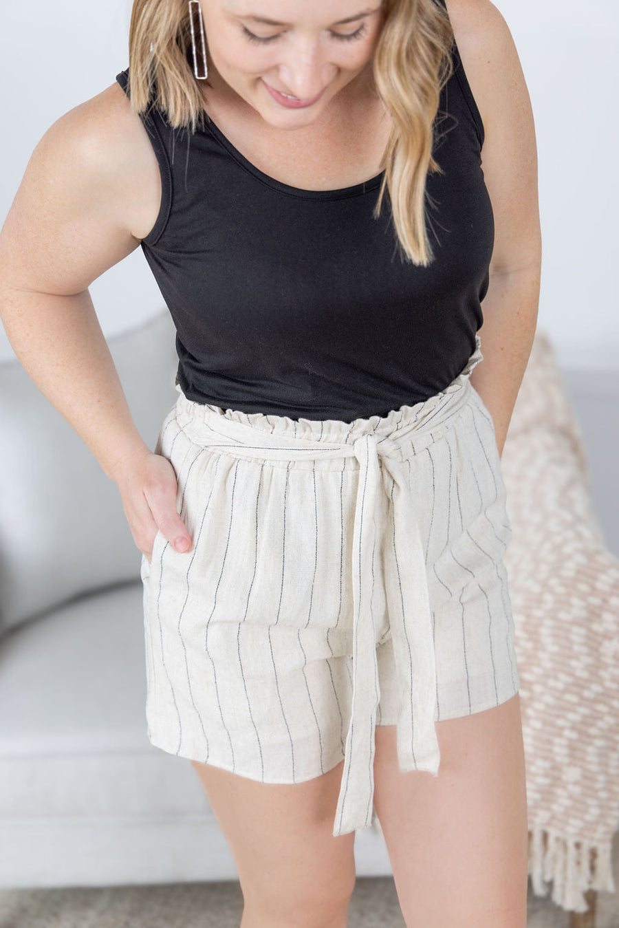 WAREHOUSE Libby Linen Shorts - Cream