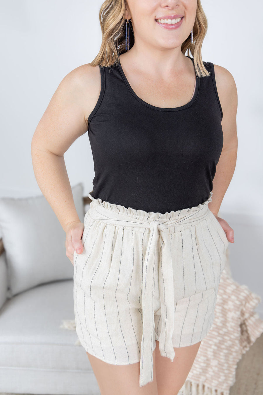 WAREHOUSE Libby Linen Shorts - Cream