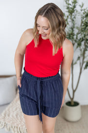 WAREHOUSE Libby Linen Shorts - Navy
