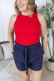 WAREHOUSE Libby Linen Shorts - Navy