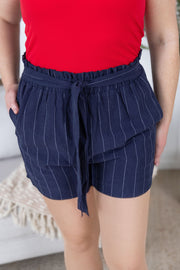 WAREHOUSE Libby Linen Shorts - Navy