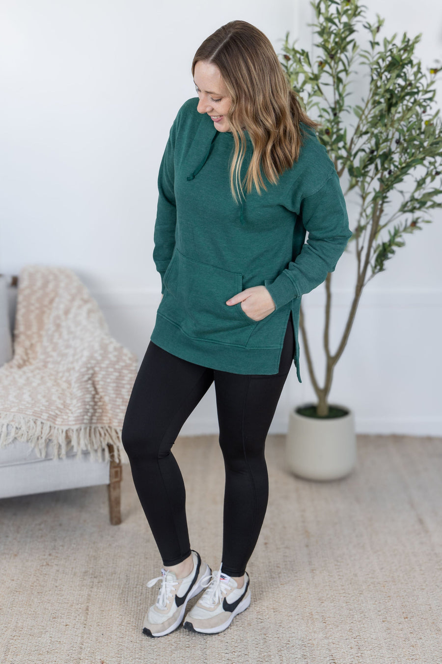 WAREHOUSE Vintage Wash Hoodie - Hunter Green