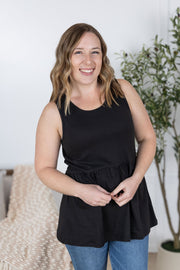 WAREHOUSE Renee Ruffle Tank - Black