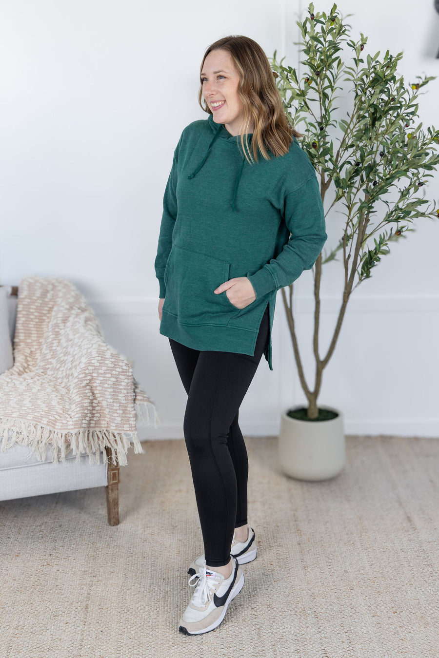 WAREHOUSE Vintage Wash Hoodie - Hunter Green
