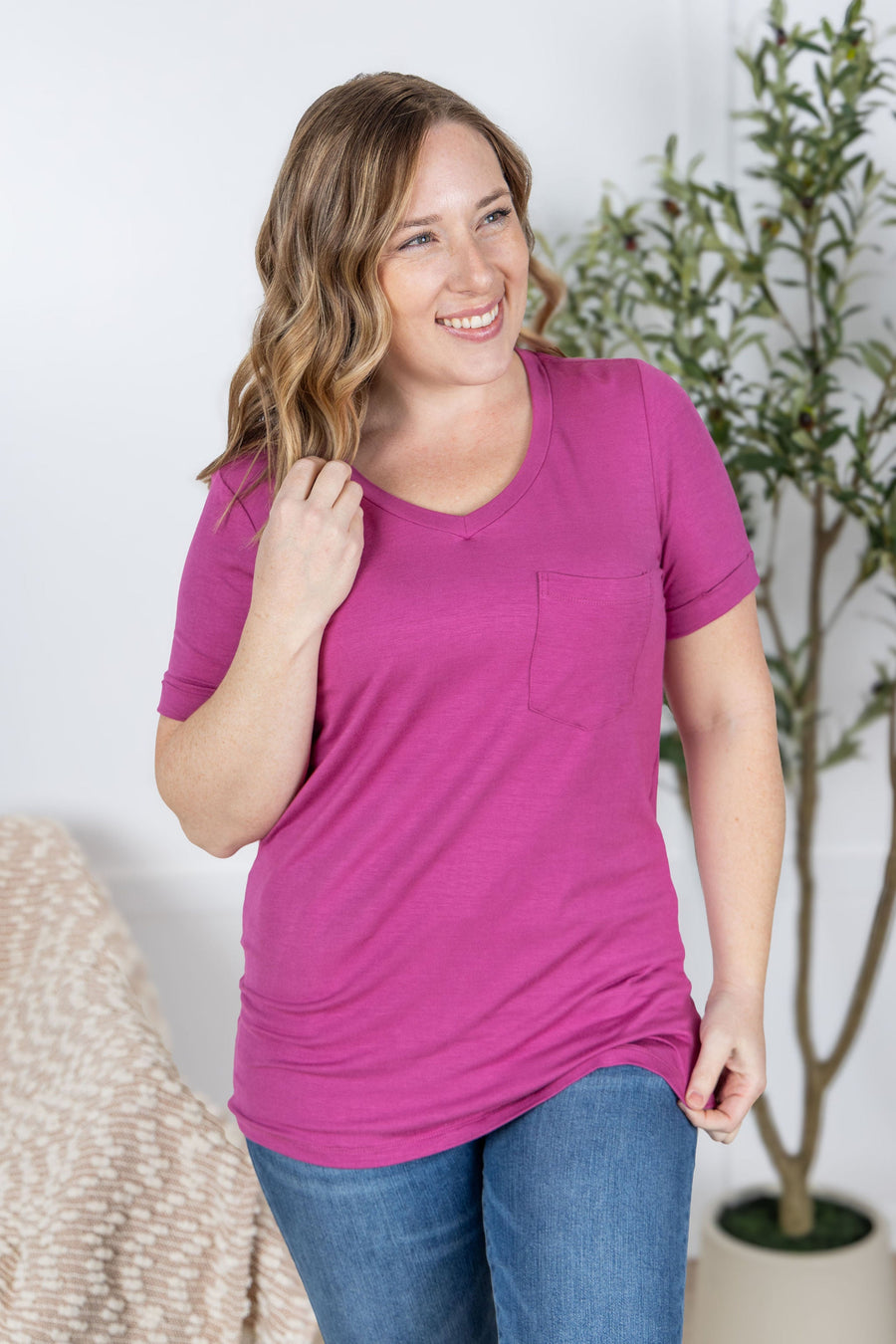 WAREHOUSE Sophie Pocket Tee - Magenta
