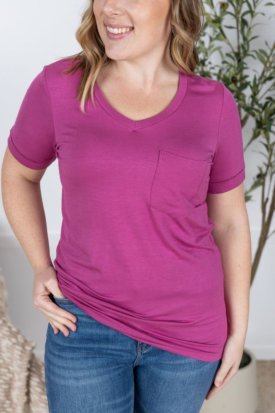 WAREHOUSE Sophie Pocket Tee - Magenta