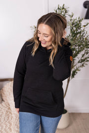 WAREHOUSE Tatum Textured Pullover Hoodie - Black