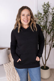 WAREHOUSE Tatum Textured Pullover Hoodie - Black