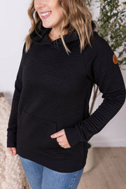 WAREHOUSE Tatum Textured Pullover Hoodie - Black