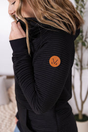 WAREHOUSE Tatum Textured Pullover Hoodie - Black