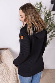 WAREHOUSE Tatum Textured Pullover Hoodie - Black