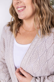 WAREHOUSE Open Knit Cardigan - Neutral