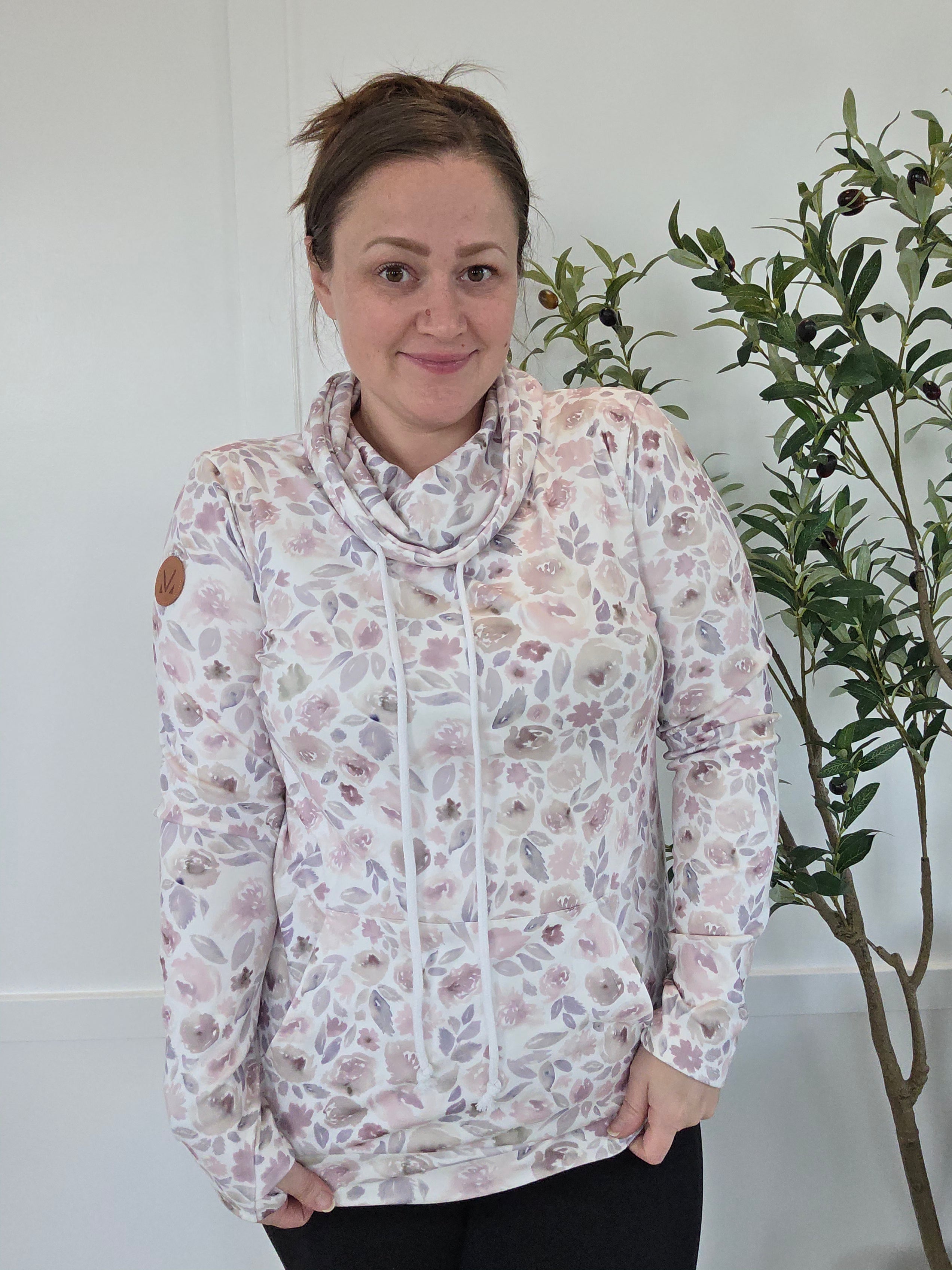 WAREHOUSE Soft Funnel Neck - Blush Floral