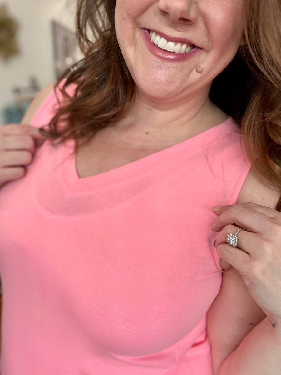 Luxe Rayon Tank- Bright Pink