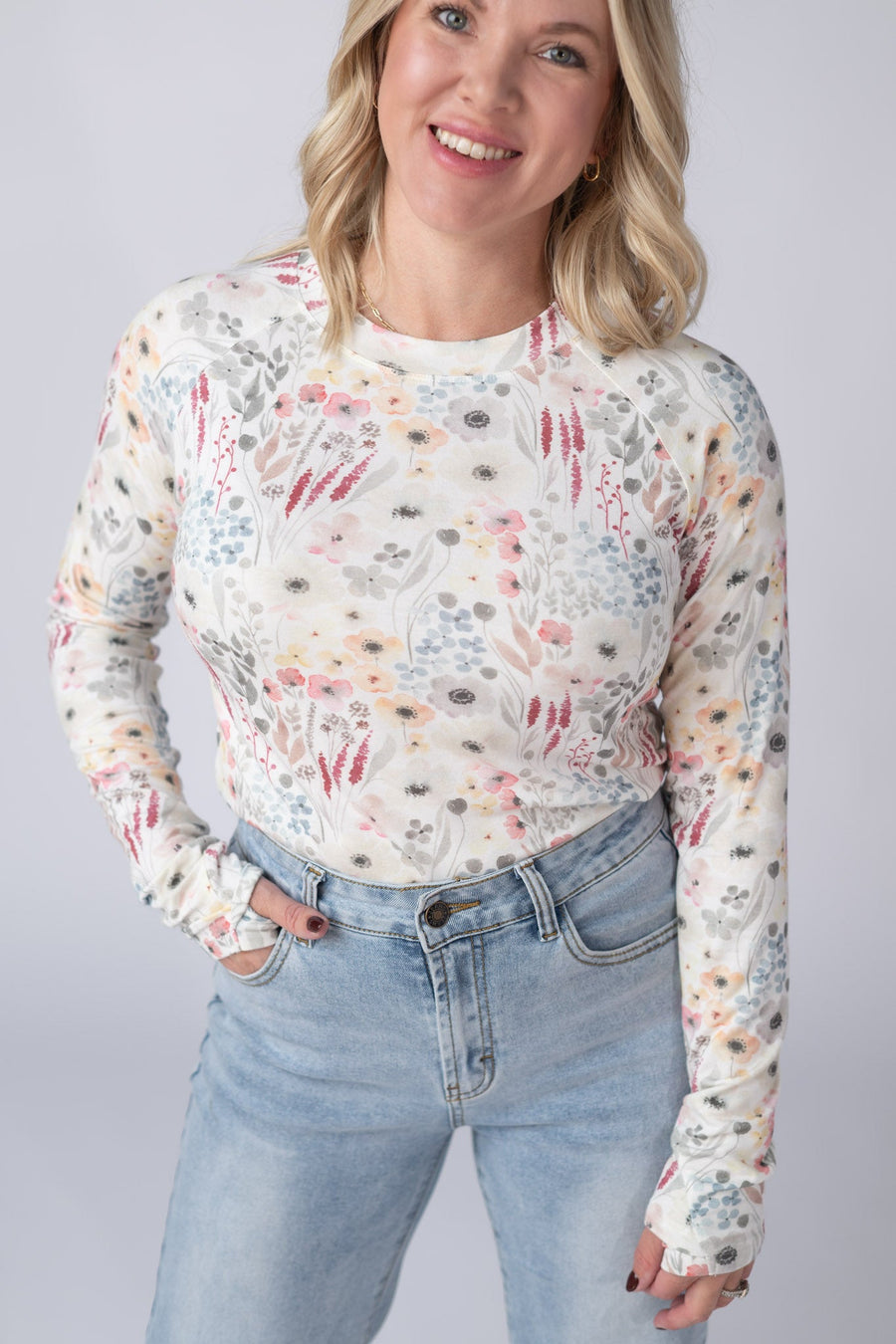 WAREHOUSE Blair Long Sleeve Top - Wildflower Gardens