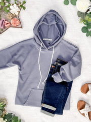 WAREHOUSE Kacey Ribbed Hoodie - Dusty Blue