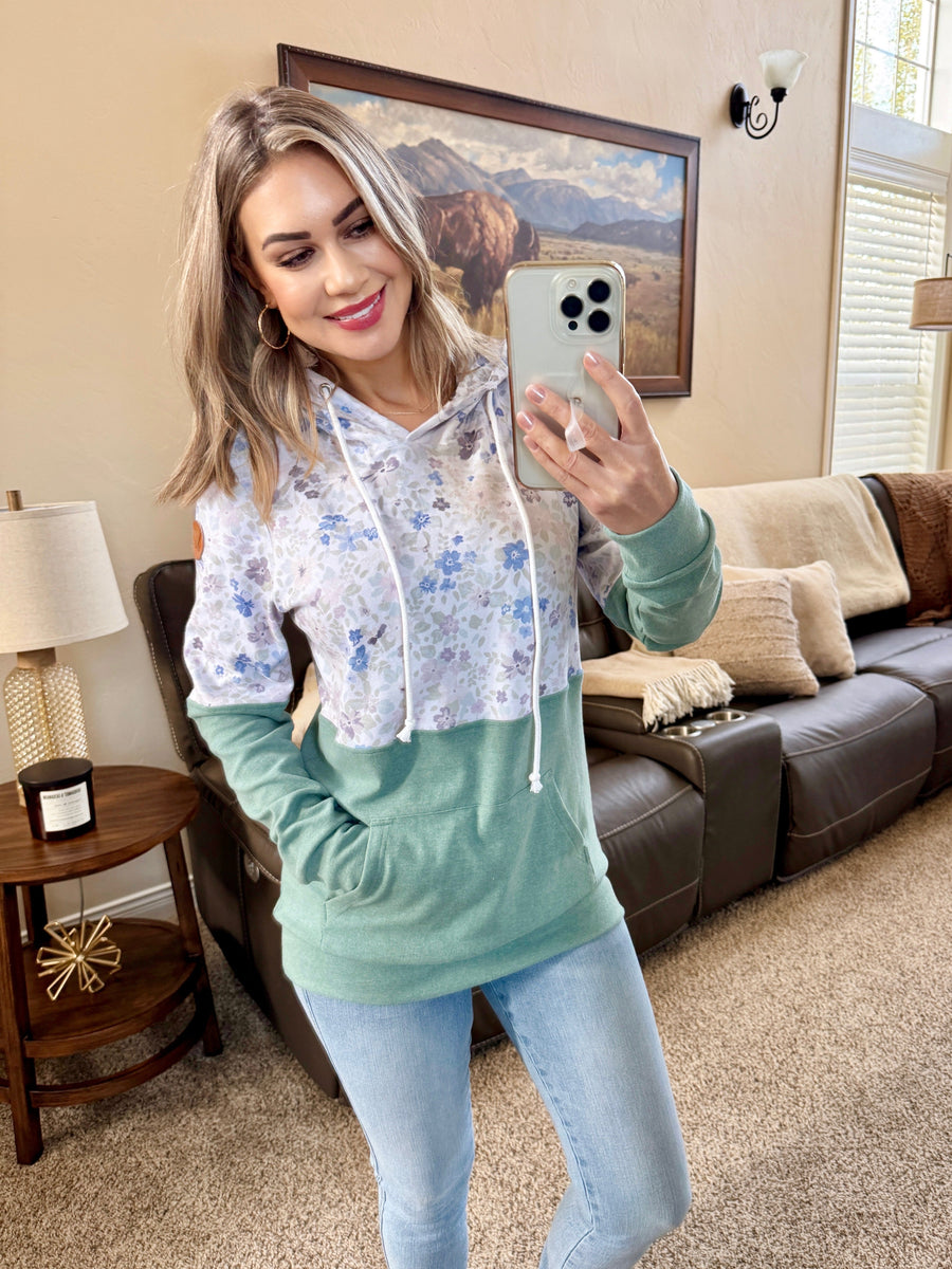 WAREHOUSE Hailey Pullover Hoodie - Spring Meadows and Sage