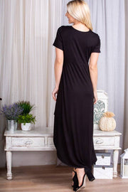 Hi Low Maxi Wrap Dress- Black