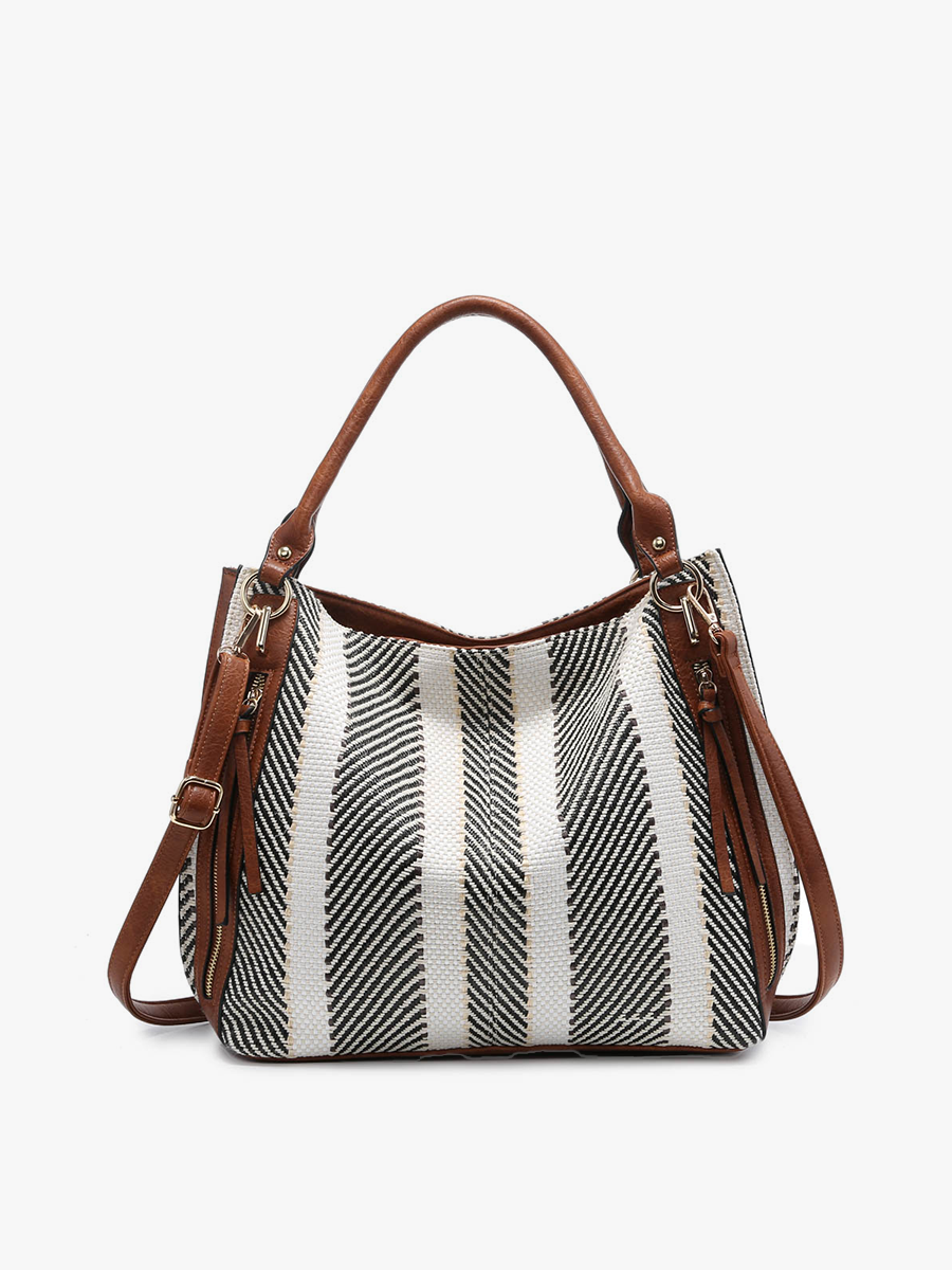Connar Striped Tote: Navy/Blue