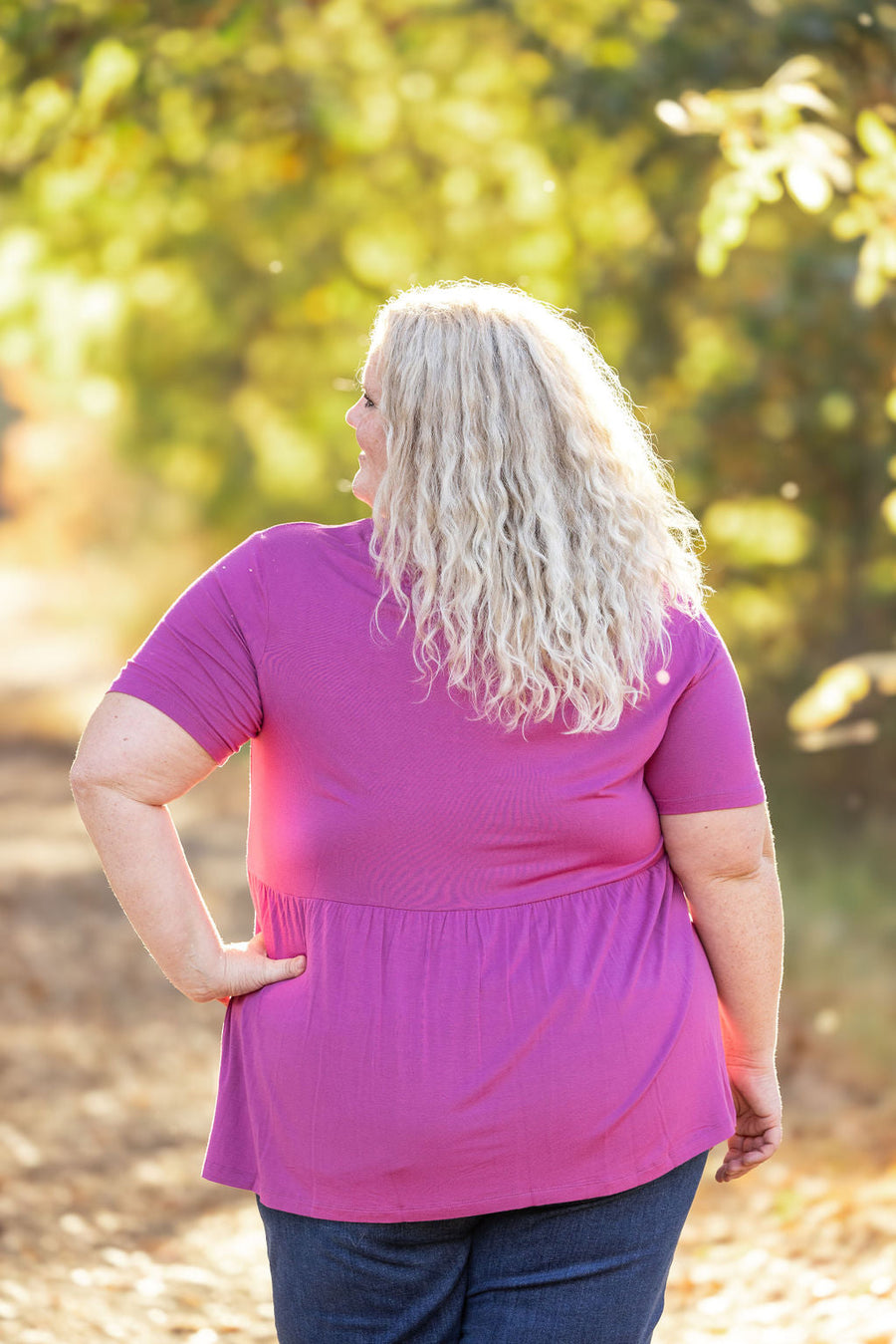 WAREHOUSE Sarah Ruffle Short Sleeve - Orchid