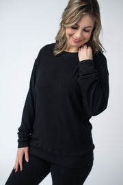 WAREHOUSE ONLY Corrine Ribbed Pullover Top - Black