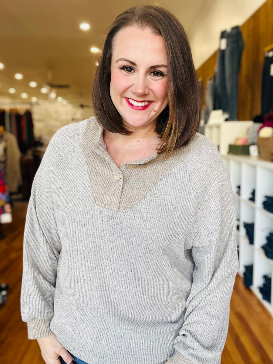 Half Button Up- Latte FINAL SALE