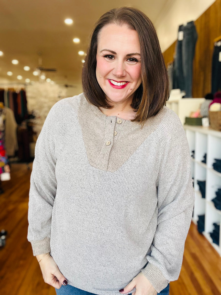 Half Button Up- Latte FINAL SALE