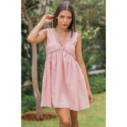 Eyelet Mini Dress- Blush
