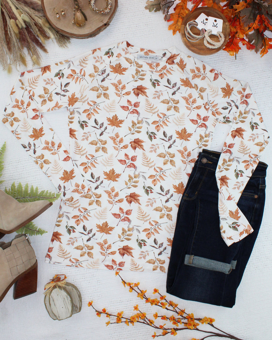 WAREHOUSE ONLY Blair Long Sleeve Top - Harvest Leaves